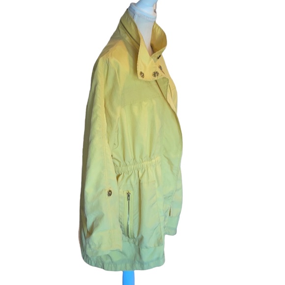 Butter Yellow Windbreaker Rain Jacket Zipper Pockets & Front Closure & Snaps L - Picture 4 of 8
